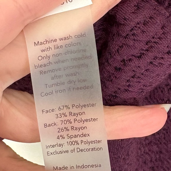 NWT CALIA Lunar Jacquard Funnel Neck sweatshirt in Velvet Plum size large. - Picture 7 of 7